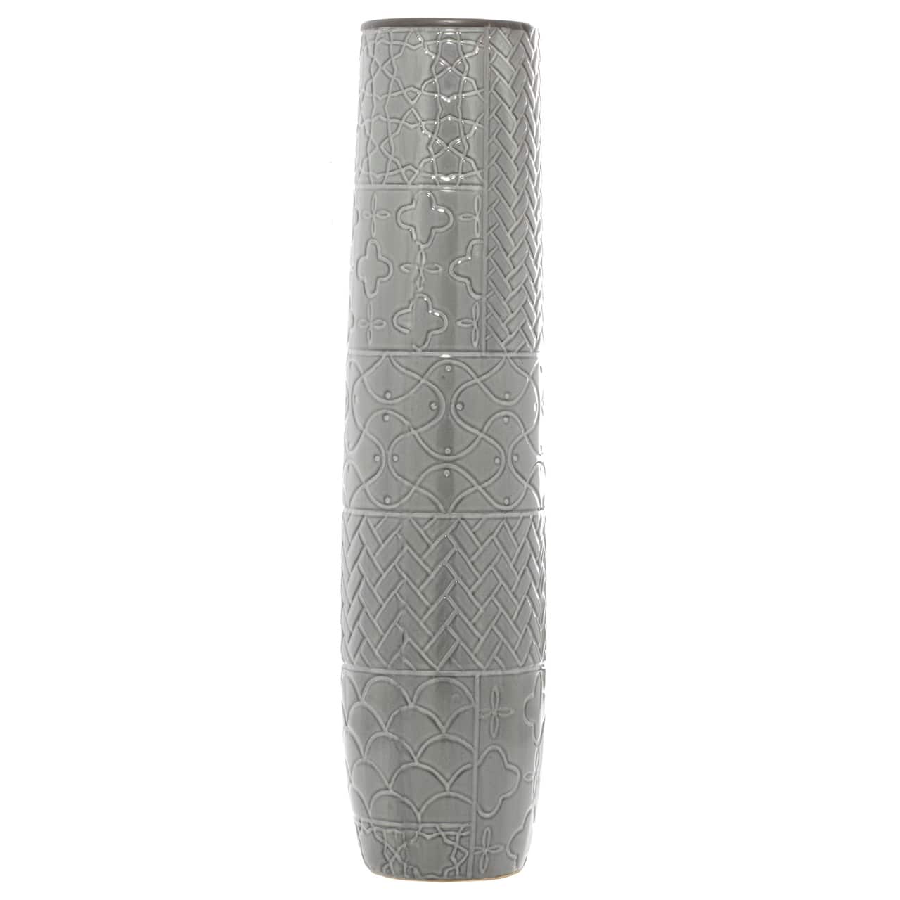 30&#x22; Gray Stoneware Eclectic Vase